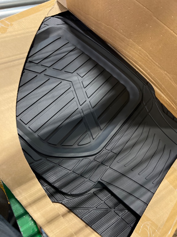 Photo 1 of Amazon Basics 4-Piece All-Weather Protection Heavy Duty Rubber Floor Mats Set with Cargo Liner for Cars, SUVs, and Trucks?Black,Universal Trim to Fit Black Thick Heavy Duty Rubber 4-Piece