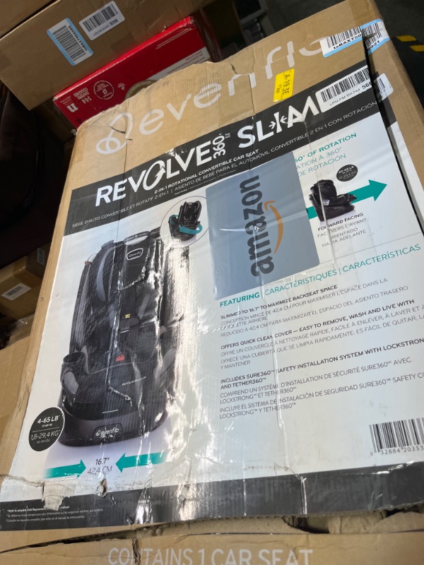 Photo 1 of Evenflo Revolve360 Slim 2-in-1 Rotational Car Seat with Quick Clean Cover (Salem Black) Revolve Slim Quick Clean Cover Salem Black