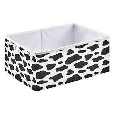 Photo 1 of 2 PCS Black And White Cow Print Storage Bins Oxford Fabric Storage Basket for Shelves for Organizing Closet Shelf Nursery Toy with Handles 10 x 14 x 8 inches