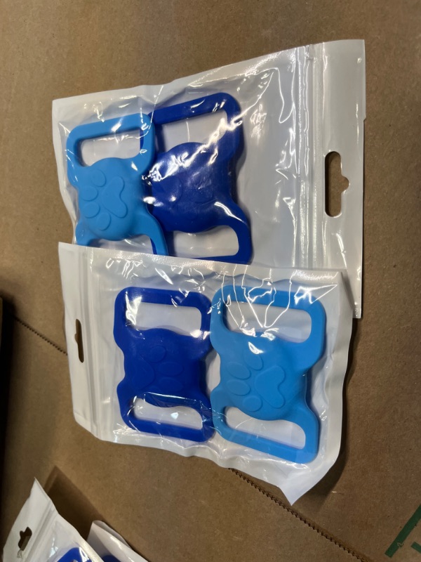 Photo 1 of 2pcs**Joytale 2 Pack Airtag Dog Collar Holder, Elastic Silicone Air Tag Holder for Large Dogs Collar 1.5 Inch, Light and Durable Apple Airtag Holder with Slide-On Loop(Royal Blue/Aqua Blue) Large-2 Pack Royal Blue/Aqua Blue