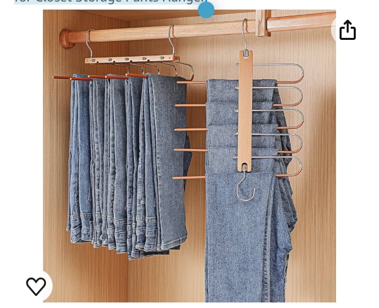 Photo 1 of 2 Pack - Pants Hanger Space Saving, Solid Wood Non-Slip Pants Hanger, Multifunctional 5 Layer Closet Pants Hanger for Closet Storage Pants Hanger