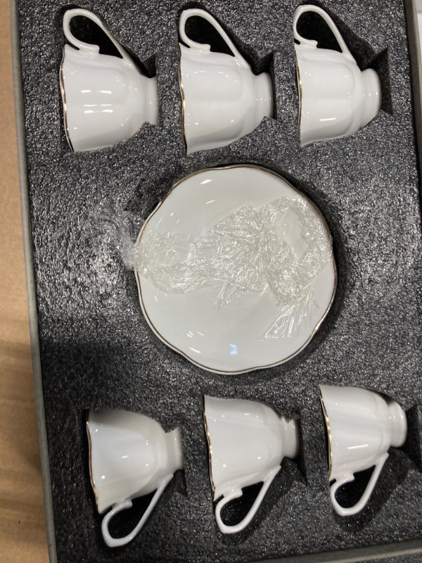 Photo 3 of 12 Pieces (Tiny Style) Mini Porcelain Espresso Cups with Saucers - 2.5 Ounces Coffee Cup and Saucer set of 6, 80cc,White