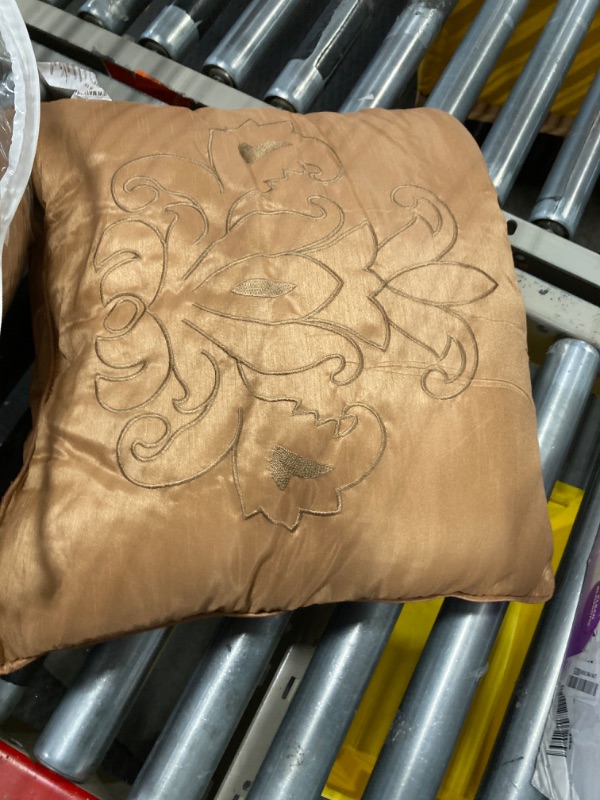 Photo 3 of *** MISSING PARTS***
 Collection 7-Piece Jacquard Floral Comforter Set (King, Copper/Gold) King Copper