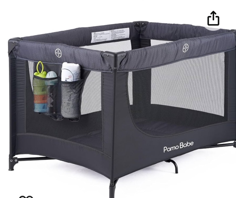 Photo 1 of 
Pamo Babe Portable Crib Baby Playpen with Mattress and Carry Bag (Black)