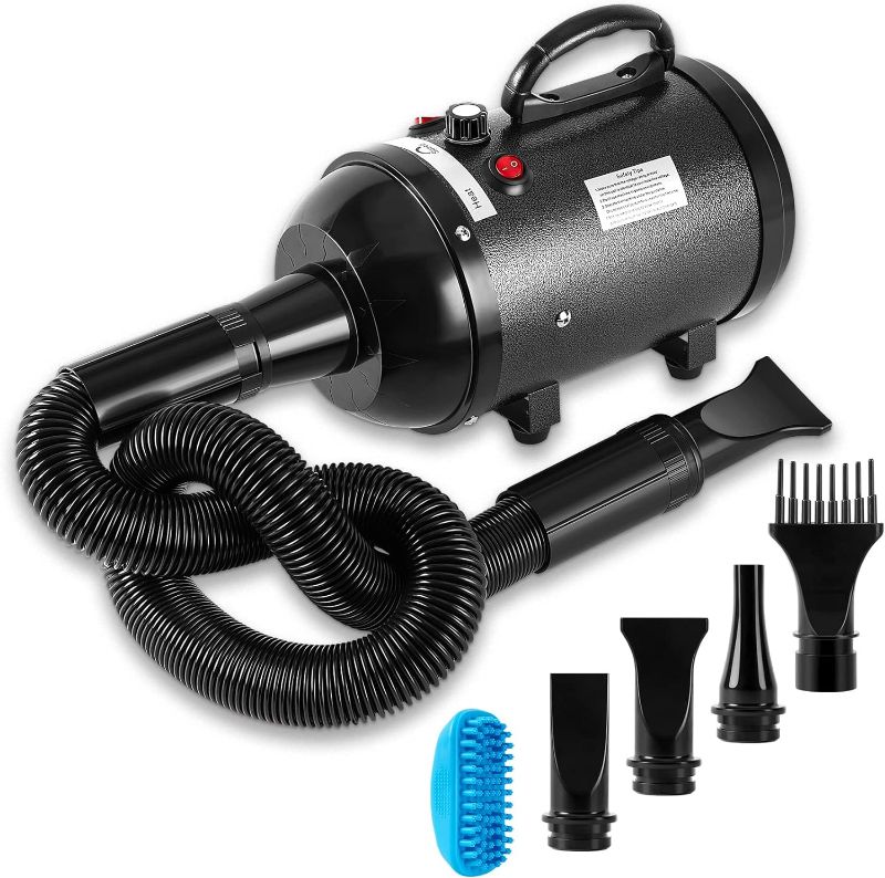 Photo 1 of **FOR PARTS**NESTROAD Dog Dryer High Velocity Dog Hair Dryer,4.3HP/3200W Dog Blower Grooming Force Dryer,Stepless Adjustable Speed,Professional Pet Dryer with 4 Different Nozzles and a Brush,Black