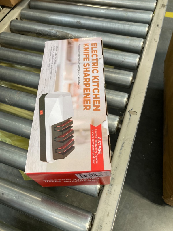 Photo 2 of " NEW FACTORY SEALED" 
Electric Knife Sharpener- YOORLEAY Knife Sharpeners, 3 Stage Electric Knife Sharpener, 3 Stage, Grey