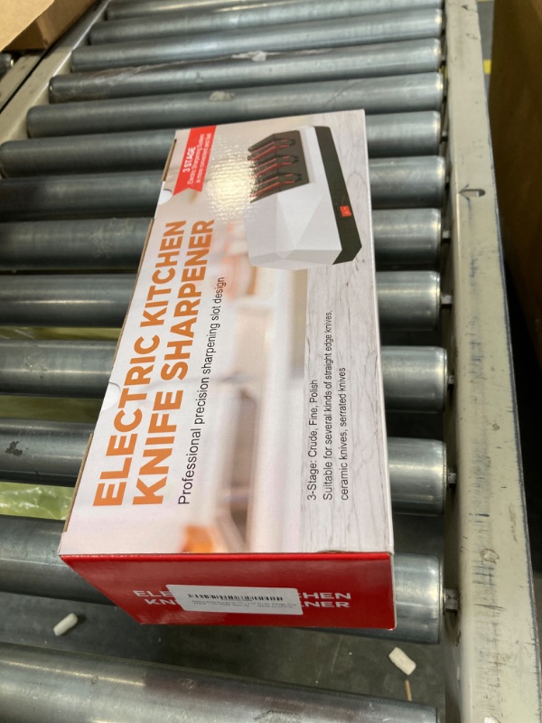 Photo 3 of " NEW FACTORY SEALED"
Electric Knife Sharpener- YOORLEAY Knife Sharpeners, 3 Stage Electric Knife Sharpener, 3 Stage, Grey