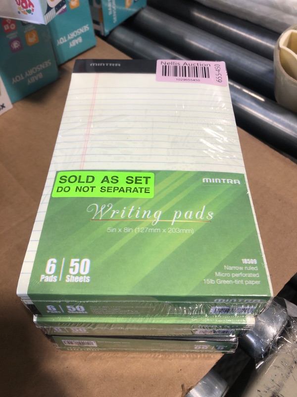 Photo 2 of " NEW FACTORY SEALED"
PACK OF 3  Mintra Office Legal Pads, ((Basic 6PCS - (Green Paper) (5in x 8in (Narrow Ruled), 6pCS (Green Tint)) 5in x 8in (Narrow Ruled) 6pkCS (Green Tint)