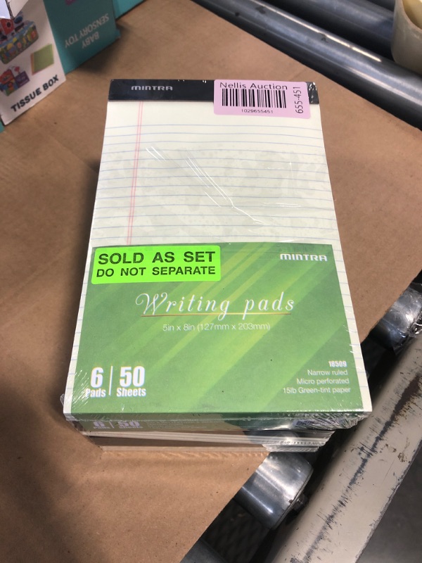 Photo 2 of " NEW FACTORY SEALED"
PACK OF 3 Mintra Office Legal Pads, ((Basic 6PADS  - (Green Paper) (5in x 8in (Narrow Ruled), 6pADS (Green Tint)) 5in x 8in (Narrow Ruled) 6pads (Green Tint)