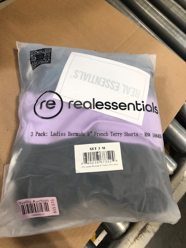 Photo 2 of Real Essentials 3 Pack: Womens Cotton French Terry 9" Bermuda Short Pockets-Casual Lounge Athletic (Available in Plus) Regular Fit Medium 9" Inch Set 3