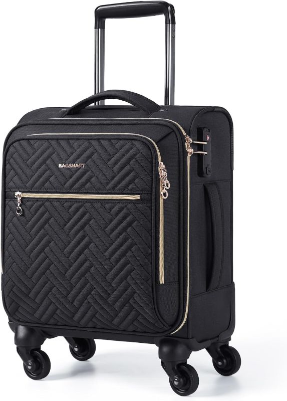 Photo 1 of BAGSMART Underseat Carry On luggage Airline approved, 16-inch Softside Underseater Travel Suitcase with Spinner Wheels Lightweight Overnight Bag Small Rolling Carry-on for Women Men Weekender,Black
