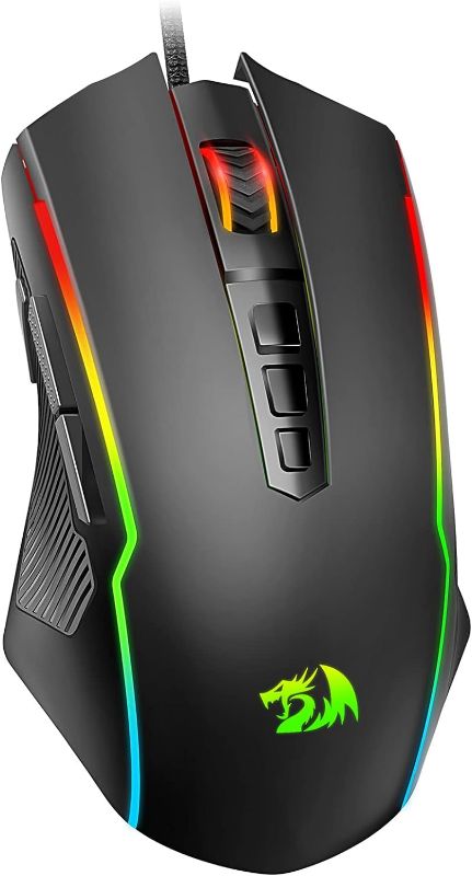 Photo 1 of Redragon Gaming Mouse, Wired Gaming Mouse with RGB Backlit, 8000 DPI Adjustable, Mouse with 9 Programmable Macro Buttons & Fire Button, Software Supports DIY Keybinds, M910-K

