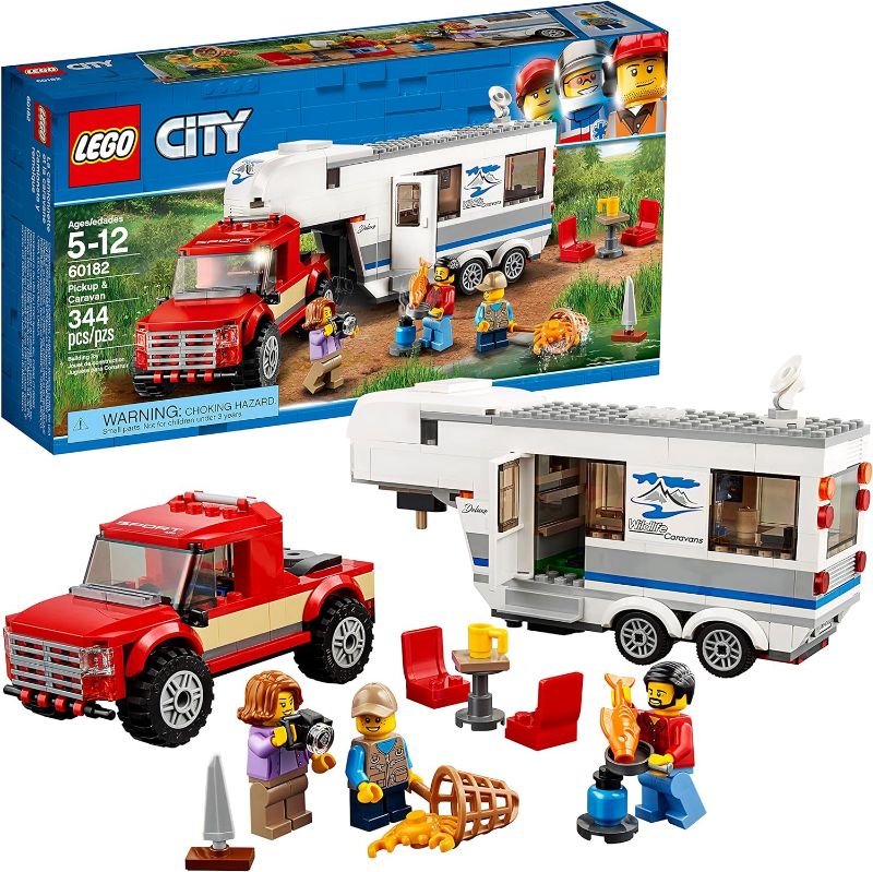 Photo 1 of LEGO City Pickup & Caravan Camping Vacation 344 Piece Kids Blocks Building Kit