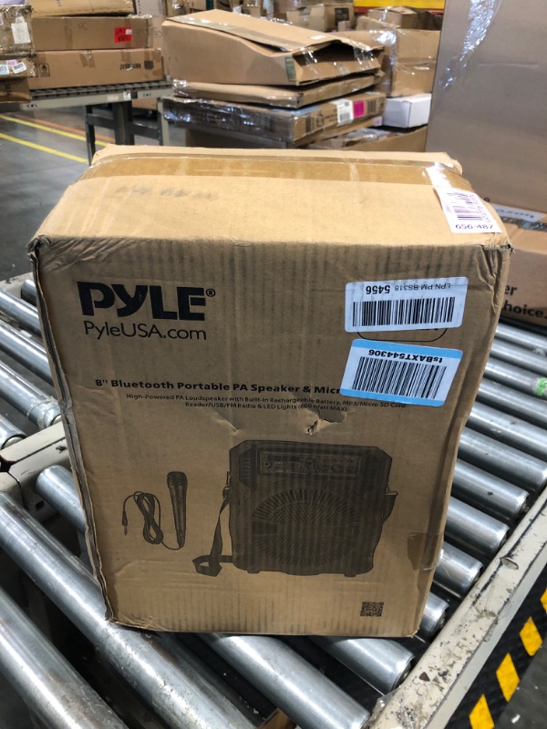 Photo 4 of Pyle Portable Outdoor PA Speaker Amplifier System & Microphone Set with Bluetooth Wireless Streaming, Rechargeable Battery - Works with Mobile Phone, Tablet, PC, Laptop, MP3 Player - PWMA1216BM, BLACK