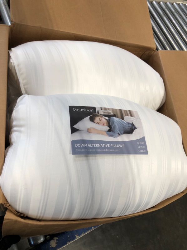 Photo 2 of 100% Luxury Down Pillows Queen Size Set of 2 - Family Made in New York - Breathable Bed Pillows for Sleeping, Back, Side, Stomach Sleepers – 550 FP (18oz) Soft, Moderate Softness and Loft