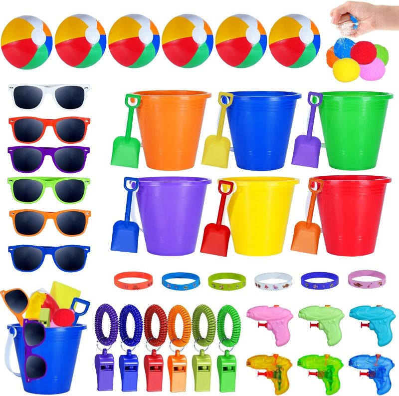 Photo 1 of  Pool Party Favors - 48 PCS Pool Toys For Kids Beach Balls Bulk,Sand Bucket and Shovels Set, Kids Sunglasses Bulk,Beach Summer Toys,and More for Beach Pool Party Favors,Birthday Party Supplies "SIMILAR ITEM"