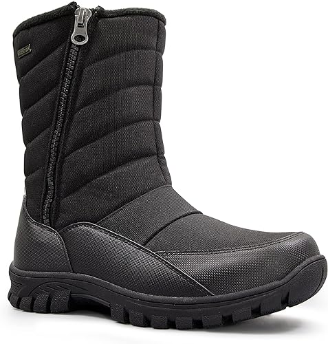 Photo 1 of mysoft Mens Winter Snow Boots Waterproof Insulated Mid-Calf Hiking Boot Fur Lined Warm Outdoor Tall Shoes Lightweight SIZE 12