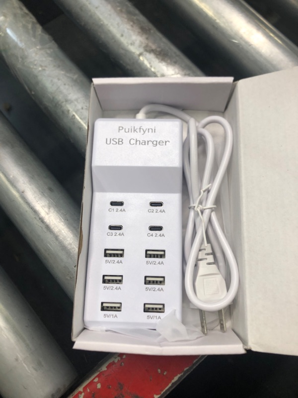 Photo 3 of Portable USB C Charging Station,USB-C 4-Ports, Hub 10-Ports USB Charger Dock for Multiple Devices Phones Tablet Smartwatch Headphones Speakers (Ivory USBC) Ivory USB-C