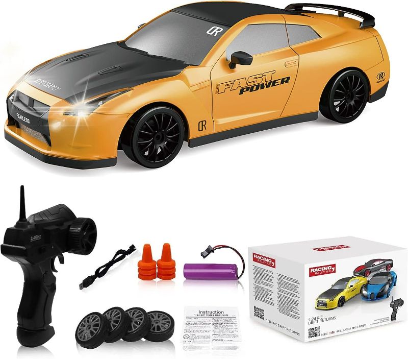 Photo 1 of RC Drift Car 2.4GHz 1:24 Scale 4WD High Speed Remote Control Cars Vehicle with LED Lights Batteries and Drifting Tires Racing Sport Toy Cars for Adults Boys Girls Kids Gift…
