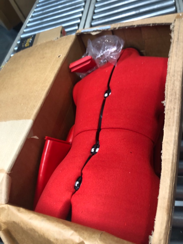 Photo 1 of PDM WORLDWIDE Dress Form Adjustable Female Mannequin Torso with 13 Adjuster Fabric Pinnable Model for Body Sewing, Detachable Metal Rolling Base, Height Range 42.5"-60" for Clothing Display, Small Red Small