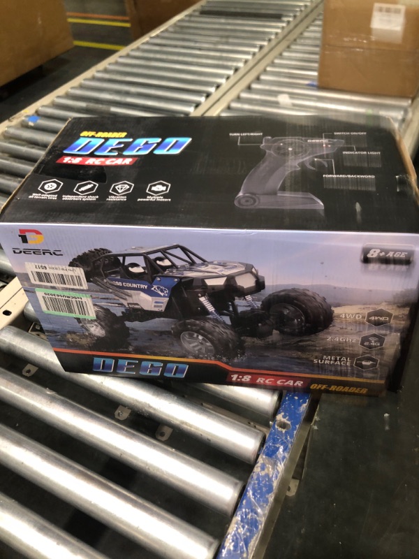 Photo 2 of ****USED** DEERC Large 1:8 Scale Remote Control Monster Truck for Adults Boys, Upgraded RC Cars Remote Control Car, Off Road with Realistic Sound, 2.4Ghz 4WD Toy All Terrain Climbing, 2 Batteries for 80 Min Play Sliver Blue