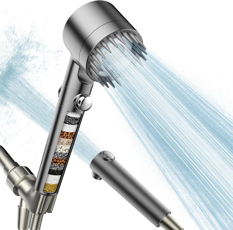 Photo 1 of Filtered Shower Head with Handheld, High Pressure Water Flow and Multiple Spray Modes Shower Head with Filter, Power Wash for Hard Water, Showerhead with ON/OFF Switch for Pets Bath