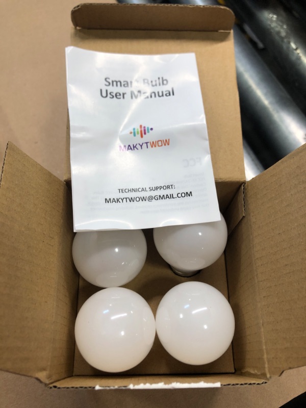Photo 1 of A15 Smart Light Bulbs, Color changing LED Bulbs, Compatible with Alexa & Google Home, Dimmable, Tunable, 5W, Only 2.4GHz, 4Pack
