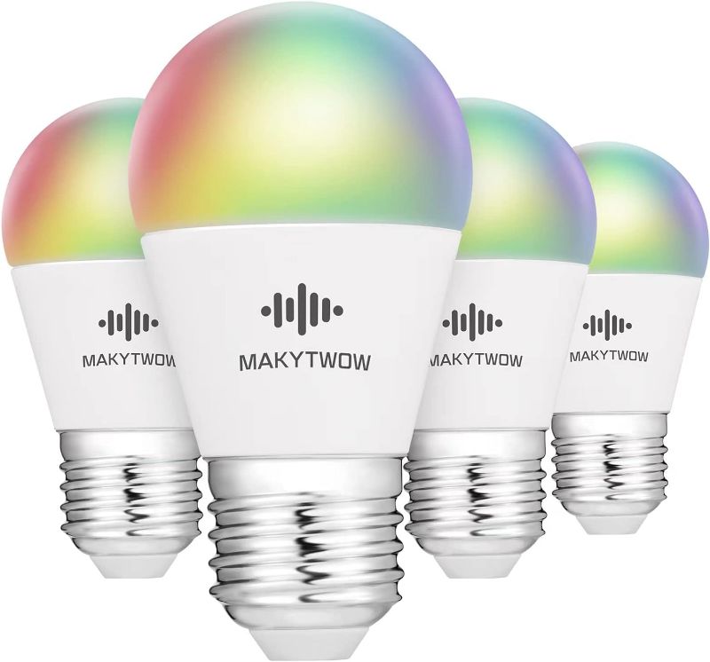 Photo 1 of A15 Smart Light Bulbs, Color changing LED Bulbs, Compatible with Alexa & Google Home, Dimmable, Tunable, 5W, Only 2.4GHz, 4Pack
