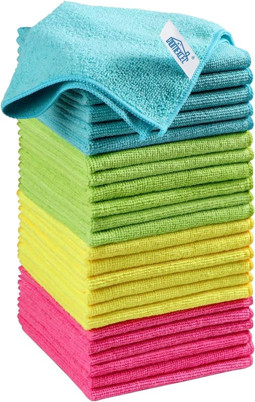 Photo 1 of HOMEXCEL Microfiber Cleaning Cloth,24Pack Cleaning Rag,Cleaning Towels with 4 Color Assorted,11.5"X11.5"(Green/Blue/Yellow/Pink)