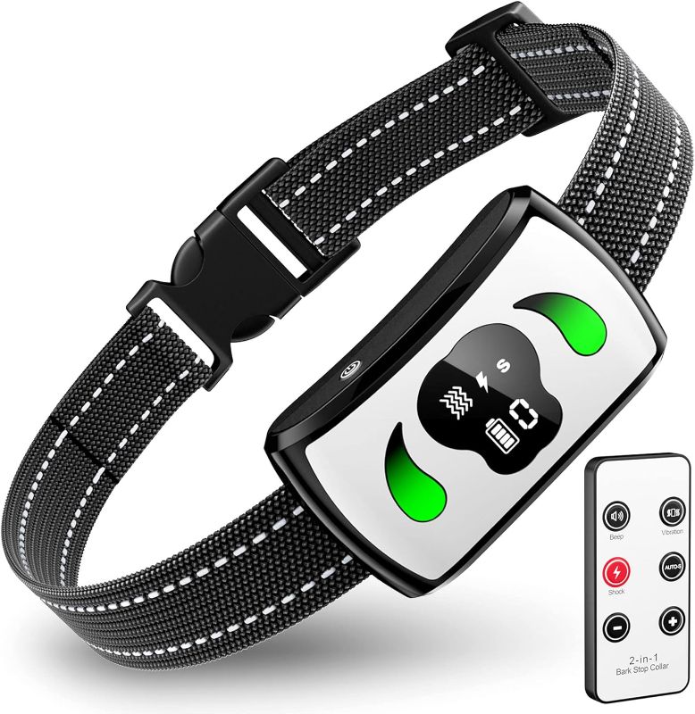 Photo 1 of [2024 Upgrade] Bark Collar with Additional Mini Remote - Dog Bark Collar with 4 Training Modes - IPX7 Waterproof Dog Shock Collar for Indoor, Garden & Courtyard, Safe Bark Collar for Most Breed Sizes