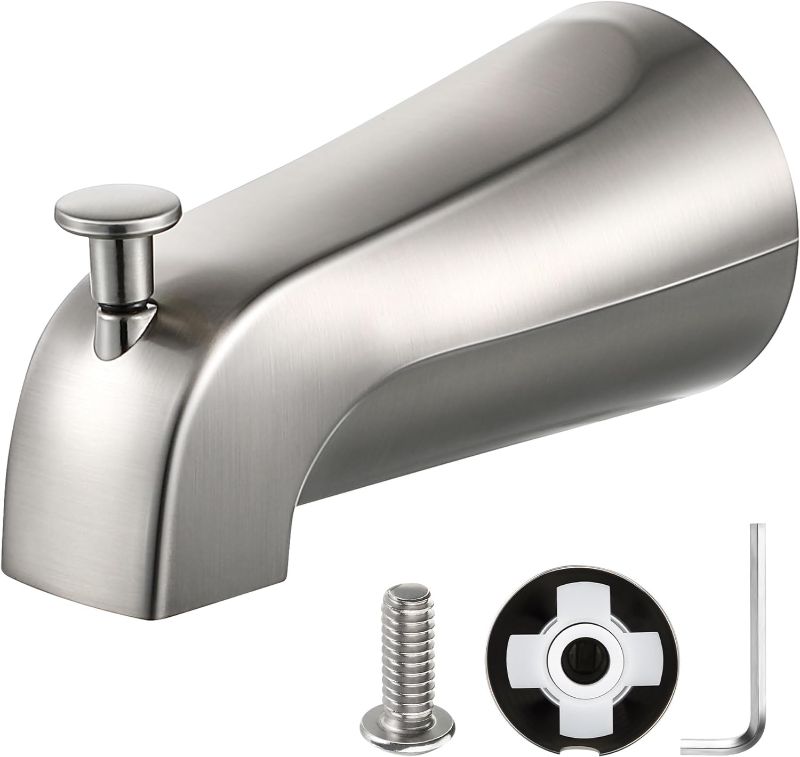 Photo 1 of 1 Pack Slip on Tub Spout with Diverter, Compatible with American Standard 8888026.002 Tub Spout, Bathroom Bathtub Faucet, Fits 1/2" Copper Water Tube(5/8" Diameter), 5/32" Hex Wrench (Brushed Nickel)