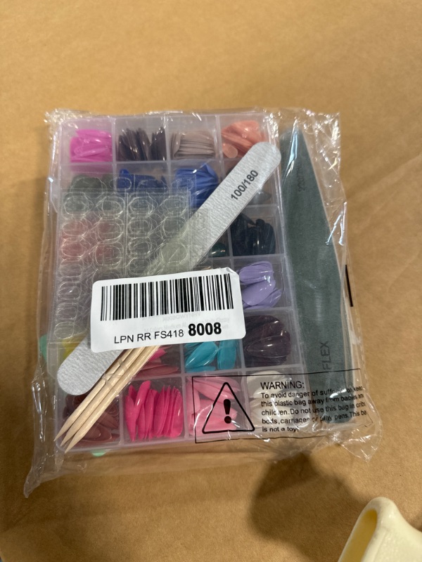 Photo 1 of 24 Colors Long Coffin Full Cover Press On Nails Tips 576PCS Long Press On Nails with Rhinestones, Adhesive Nail Striping Tapes, Nail Stickers, Long Press On Coffin Fake Nails with Nail Glue