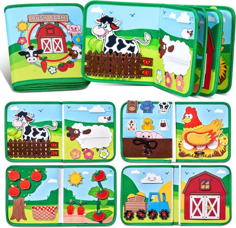 Photo 1 of Farm Animal Busy Book for Toddlers Montessori Busy Board for 1 2 3 4 Year Old Boy Girl Birthday Gift - Quiet Activity Book with Life Skills, Cognition, Sorting, Matching - Autism Sensory Toy