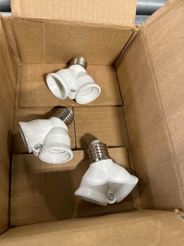 Photo 1 of 2 in 1 E26/E27 Socket Splitter Adapter, Two E26 Standard Medium Base Bulbs in One Socket Y-Shape Lamp Holder Converter (3 Pack)