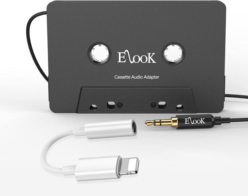 Photo 1 of Elook Car Cassette Aux Adapter Kit, with A Smartphone to 3.5 mm Headphone Jack Adapter for Phone, MP3 ect. Black