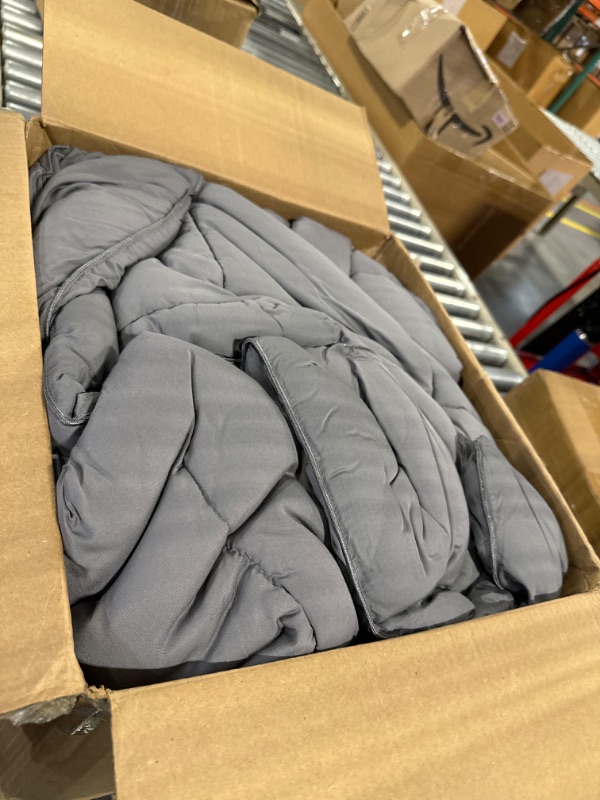 Photo 2 of 100% Viscose Made from Bamboo Comforter for Hot Sleepers- Breathable Cooling Silky Soft Duvet Insert King Size-with 8 Corner Tabs- All Season Comforter (102x90 Inches, Grey) All Seasons-grey King?102x90?