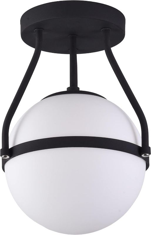 Photo 1 of Bagood Mid Century Modern Globe Semi Flush Mount Ceiling Light Fixture Matte Black Globe Ceiling Light Fixture Globe Ceiling Light Flush Mount