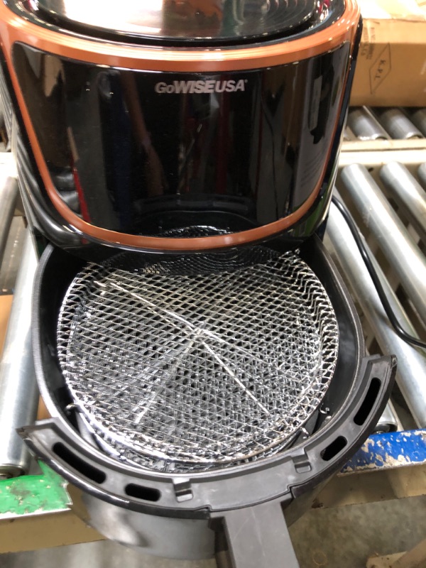 Photo 1 of GoWISE USA GW22955 7-Quart Electric Air Fryer with Dehydrator & 3 Stackable Racks, Digital Touchscreen with 8 Functions + Recipes, 7.0-Qt, Black/Copper Black/Copper 7-Qt Air Fryer