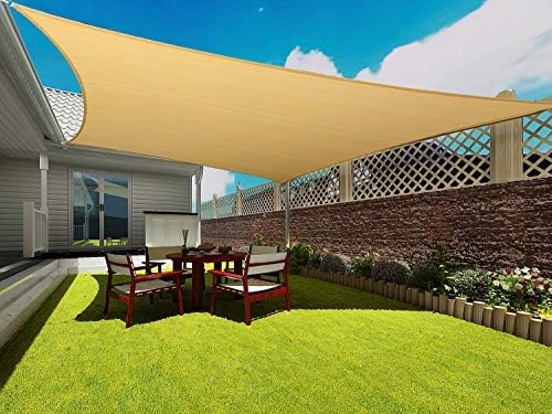 Photo 1 of  Rectangle Sun Shade Sail Canopy,Outdoor Shade Cloth Patio Cover - Sunshade Sails Awning Shelter for Deck Garden Lawn Yard (Sand)