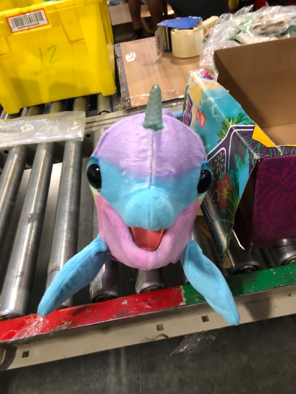 Photo 3 of furReal Wavy The Narwhal Interactive Animatronic Plush Toy, Electronic Pet, 80+ Sounds and Reactions, Rainbow Plush, Ages 4 and Up - Amazon Exclusive