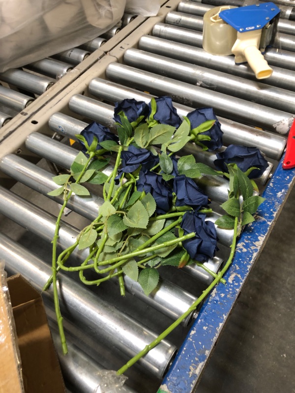 Photo 2 of 10pcs Royal Blue Silk Roses Artificial Rose Flowers Long Stem for DIY Wedding Bouquet Table Centerpiece Home Decor Wedding Party Garden- Exclusive Style…