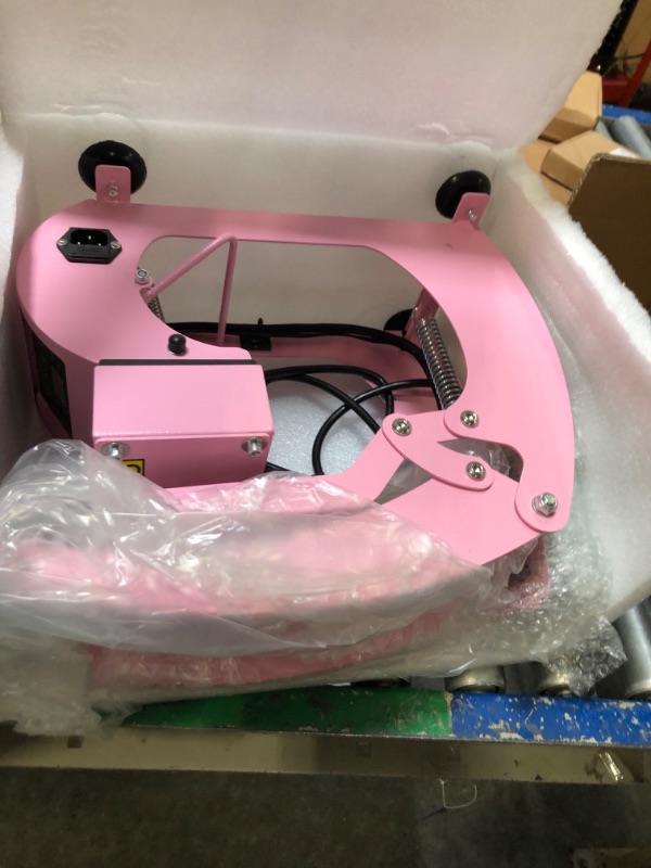 Photo 3 of ***FOR PARTS ONLY NO RETURNS***Heat Press Machine for Hats,Curved Element Press Clamshell Design,LCD Digital Timer Temperature Control with 2pcs Curved Heating Elements(5.5"x3.8", 5"x3.4")-Pink Heat Hats-Pink