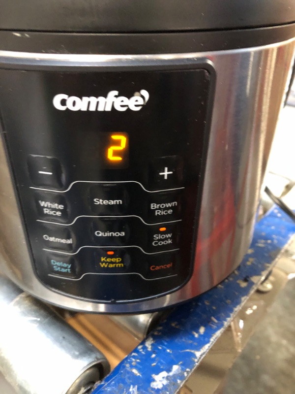 Photo 3 of COMFEE' Rice Cooker, 6-in-1 Stainless Steel Multi Cooker, Slow Cooker, Steamer, Saute, and Warmer, 2 QT, 8 Cups Cooked(4 Cups Uncooked), Brown Rice, Quinoa and Oatmeal, 6 One-Touch Programs 8-cup cooked/4-cup uncooked