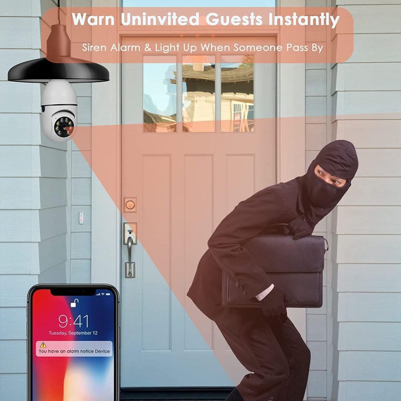 Photo 1 of 2PCS 2.4GHz & 5GHz Wireless WiFi Light Bulb1080P Security Camera Wireless Outdoor, 360° Indoor Light Socket Security Cameras for Home Security with 2-Way Audio, Smart Motion Detection (2PCS)