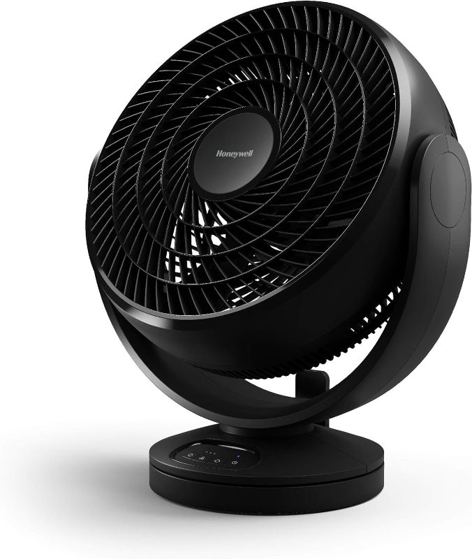 Photo 1 of Honeywell Turbo Force Small Fan. Powerful floor fan for Home, Bedroom, or Office with Remote Electronic LED Controls, 3 Speeds and 90 Degree Pivot. Black, HF715
