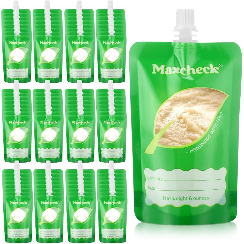 Photo 1 of 100 Pack Disposable Baby Food Pouches 6oz Baby Food Storage Containers Plastic Fresh Squeezed Pouches for Kids Toddler Freezer Safe Baby Pouch Holder for Applesauce, Purees and Yogurts
