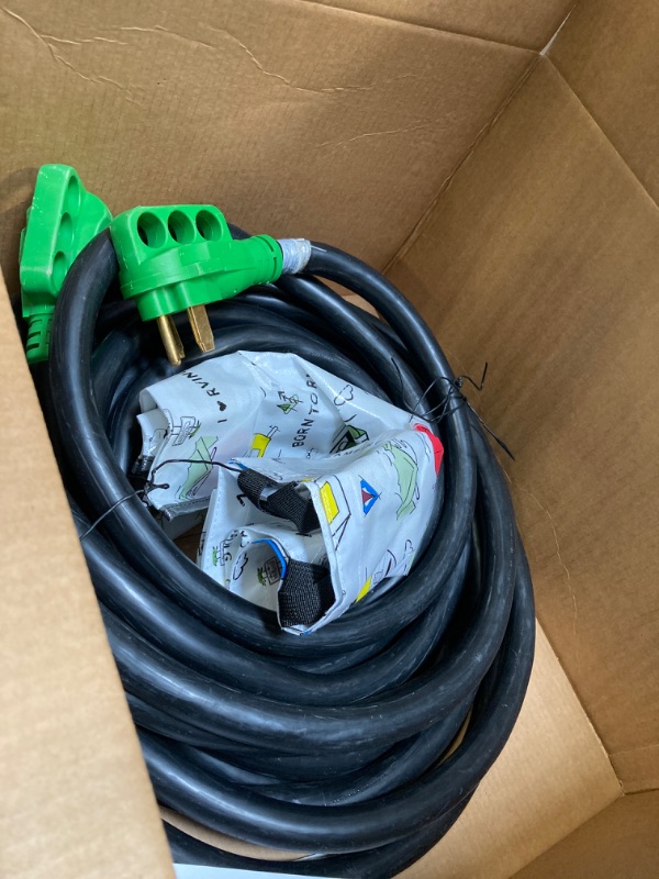 Photo 2 of RVGUARD 50 Amp 50 Foot RV Extension Cord, Heavy Duty STW Cord with LED Power Indicator and Cord Organizer, 14-50P/R Standard Plug, Green, ETL Listed 50 Feet Green 50 Amp