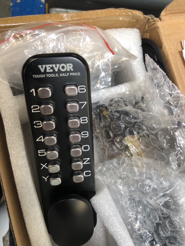 Photo 1 of VEVOR Mechanical Keyless Entry Door Lock, 14 Digit Keypad, Outdoor Gate Door Locks Set with Surface-Mounted Latch, Water-Proof Zinc Alloy, Keypad and Knob, Easy to Install, for Garden, Garage, Yard Mechanical-Surface Single Side Black
