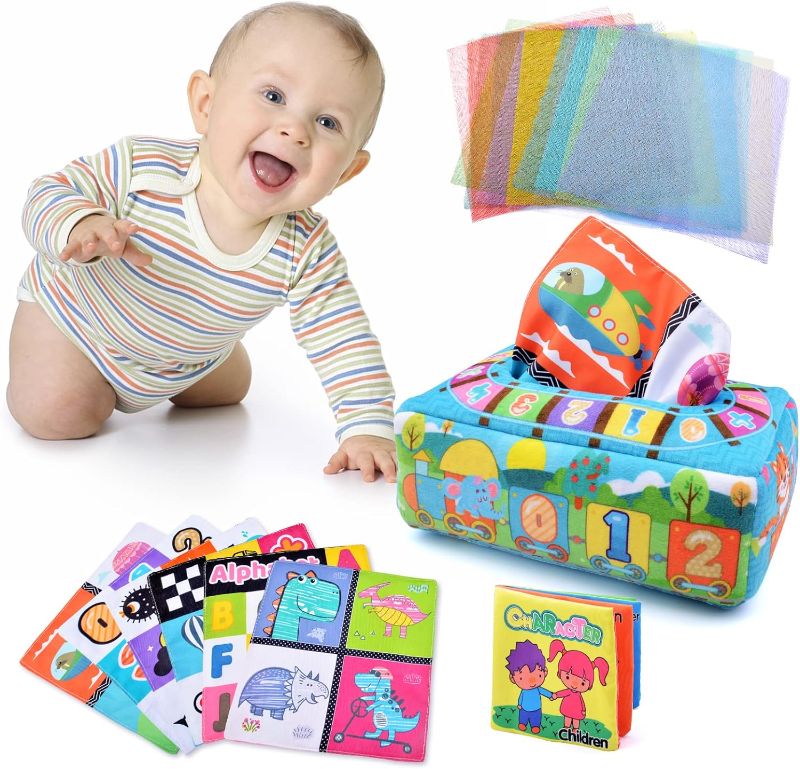 Photo 1 of 3 packs ...... Baby Toys 0-6 Months Montessori Toys for Baby 6-12 Months High Contrast Crinkle Baby Tissue Box Toys Infant Newborn Sensory Toys Gifts
