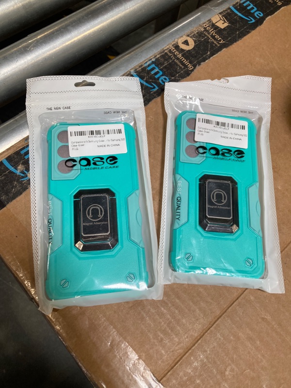 Photo 1 of 2 pack Compatible with Samsung Galaxy S22 Case with Screen Protector Magnetic Kickstand Protector Military Grade Anti-Fall Heavy Duty Stand Bumper Car Mount Protective Cover for Samsung S22 Case -Green